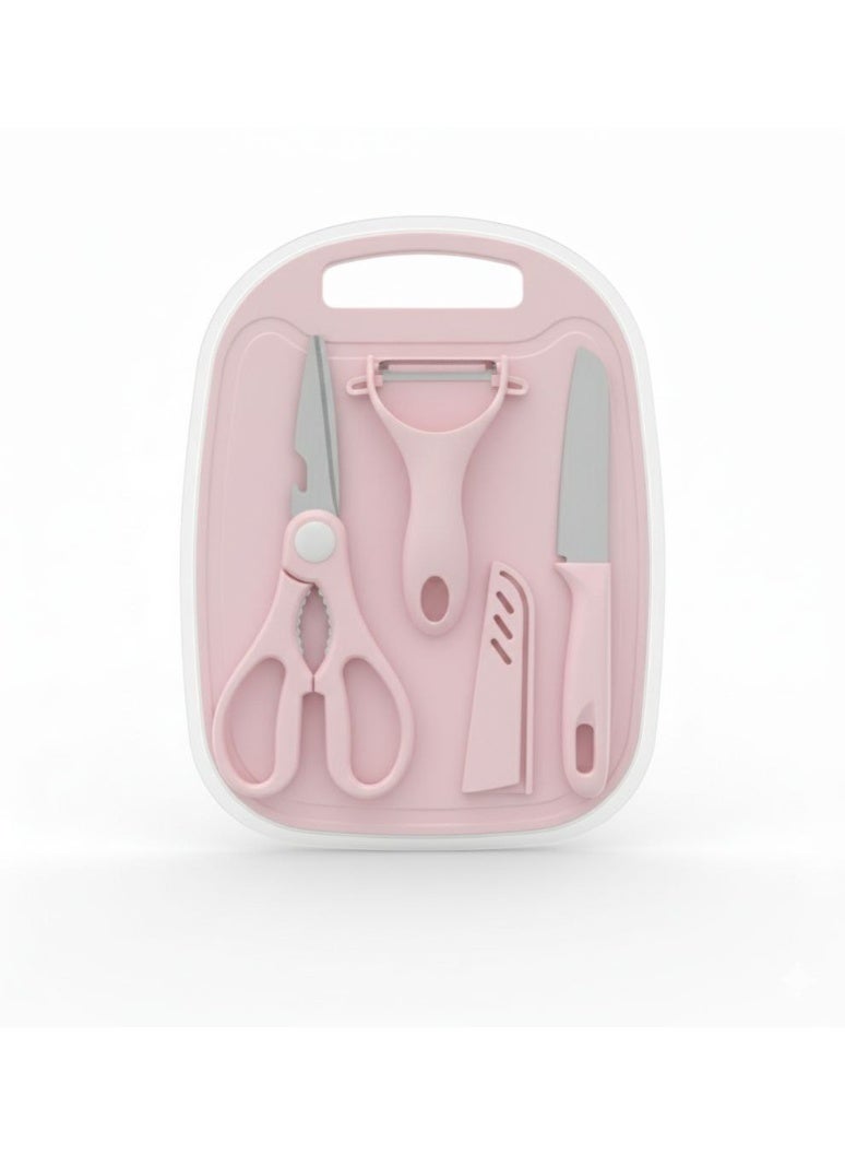Chopping and slicing tool set with knife, scissors, and peeler. Lightweight and portable travel and camping essentials. Multifunctional kitchen tool set, slicing and peeling tool set with case, 4 pieces. - Image 1